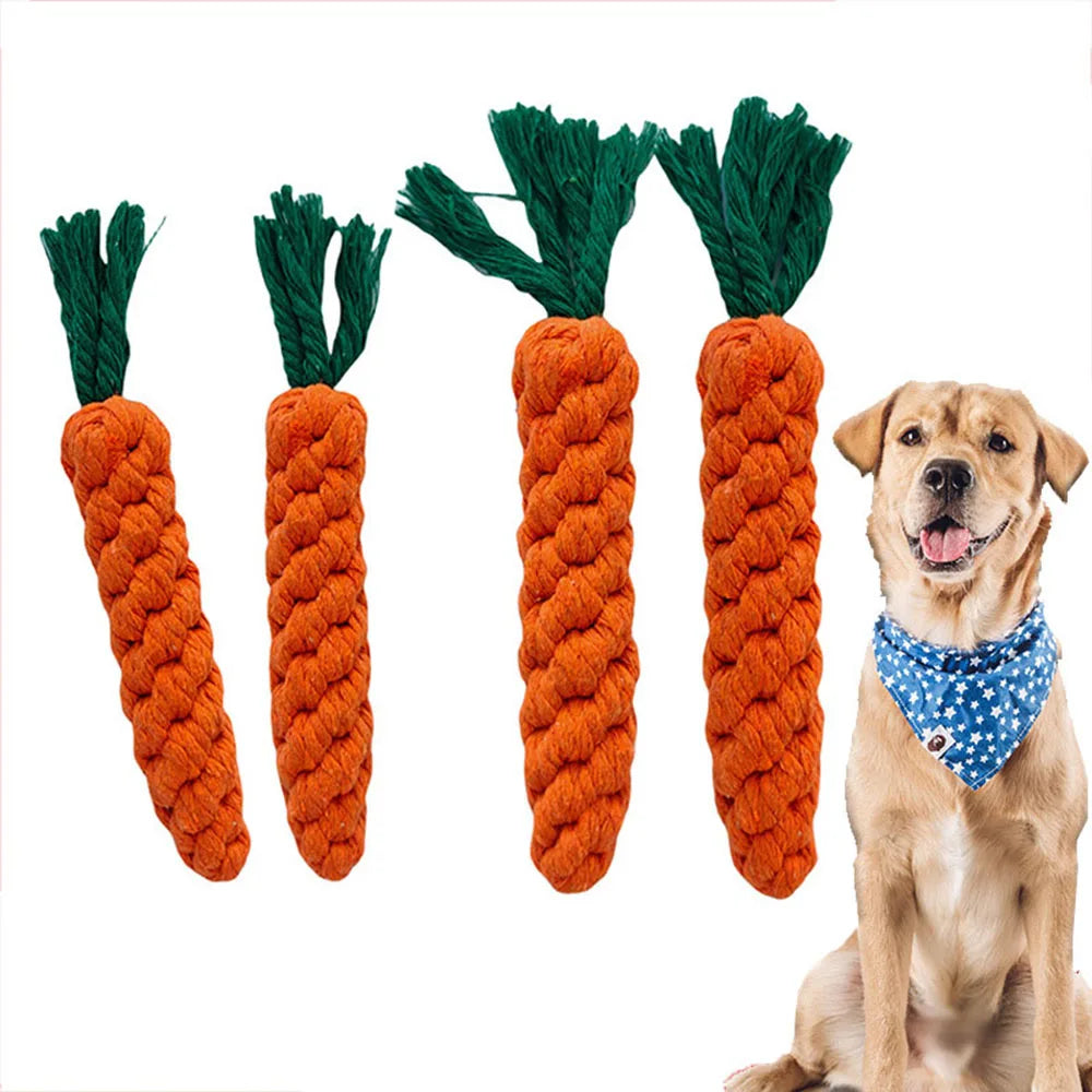 Carrot Rope Chew Toy for Dogs Teeth Cleaning