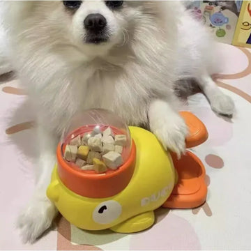 Yellow Duck Dog Treat Dispenser